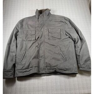 Aéropostale MCMLXXXVII Jacket Mens XL Black Sherpa Lined Cotton Button Front